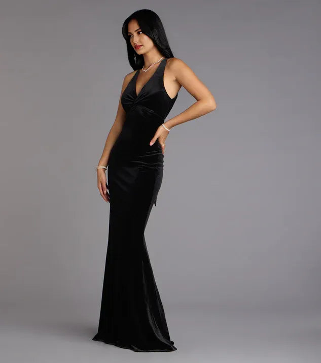 Trendy Mermaid V Neck Sleeveless Backless Floor-Length Prom Dress